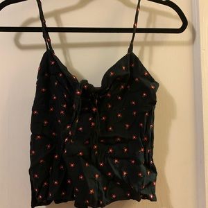 floral front tie tank top